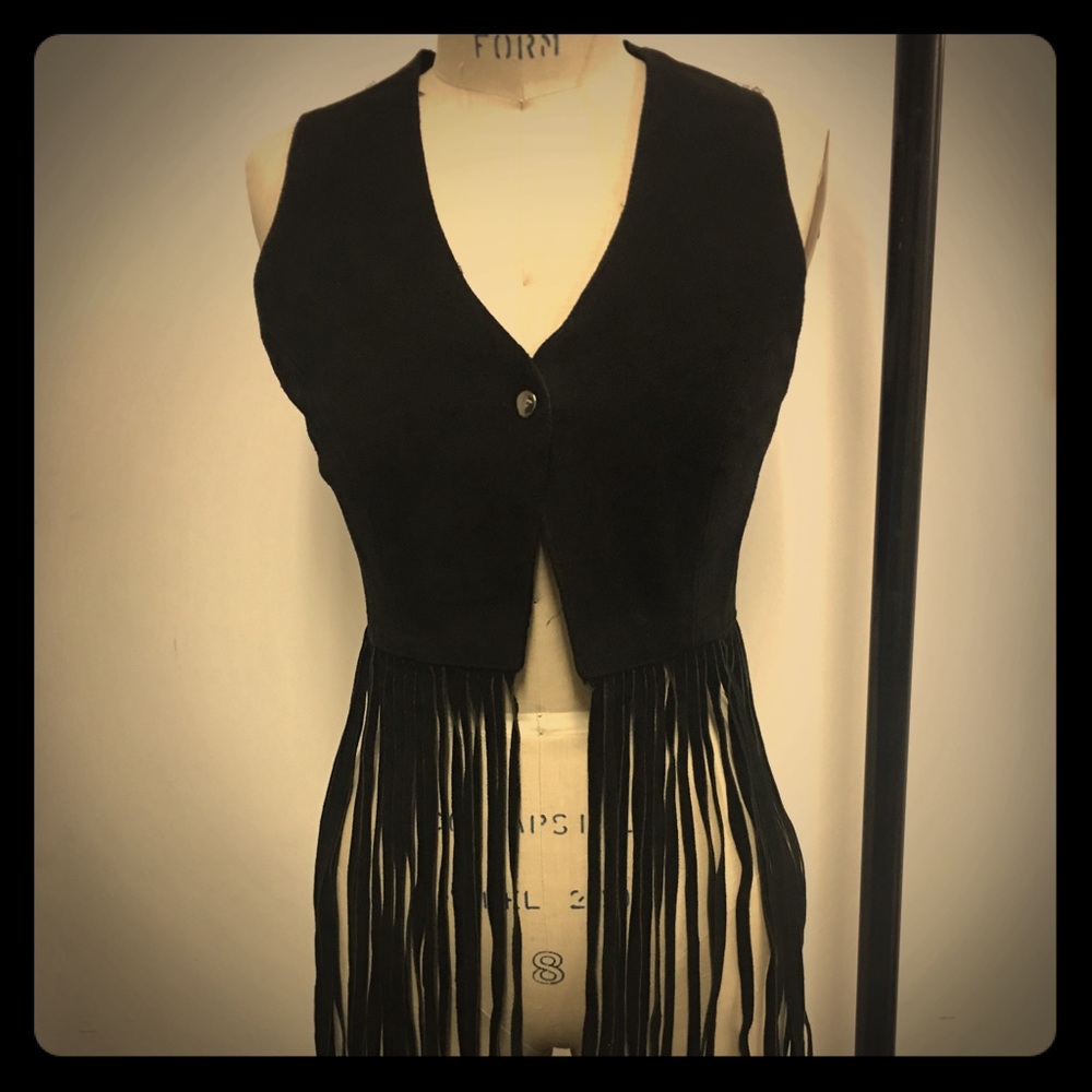 Suede fringe vest